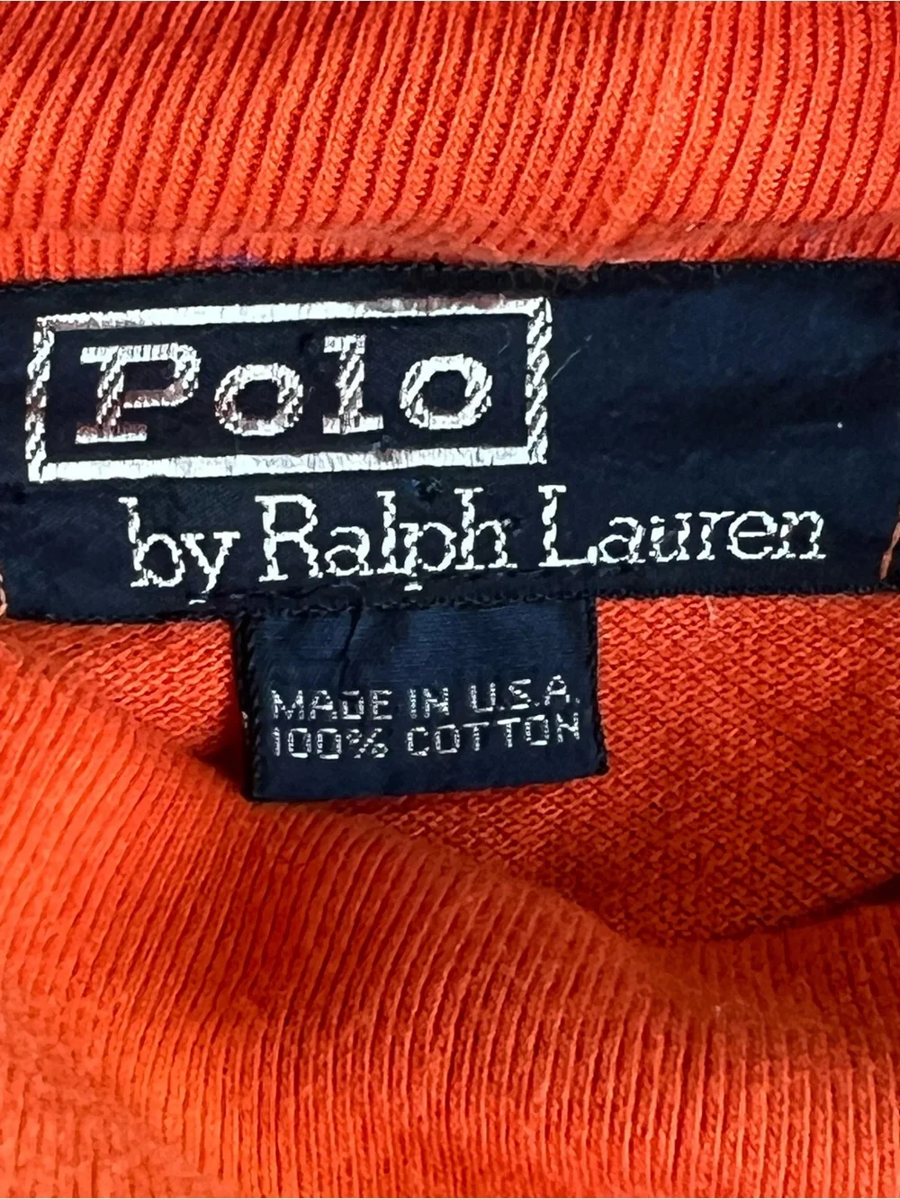 Vintage Polo Ralph Lauren Orange Turtleneck Sweater Made in USA LARGE
